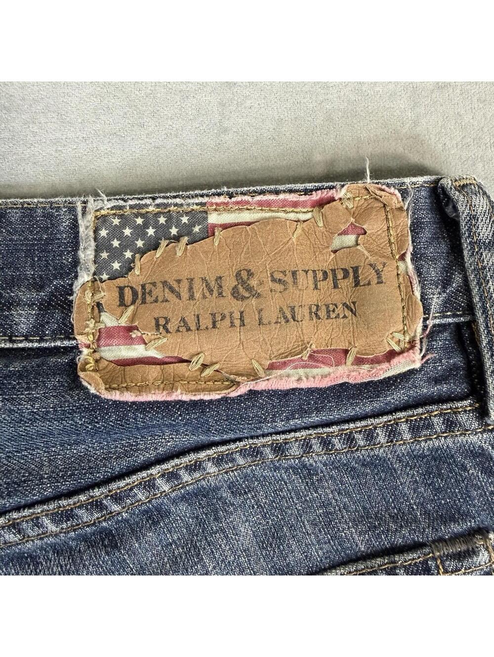 Ralph Lauren Denim & Supply Jeans Mens 34x30* Blue Straight Fit USA Flag Denim